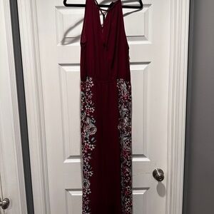 Elegant Burgundy Floral Jumpsuit